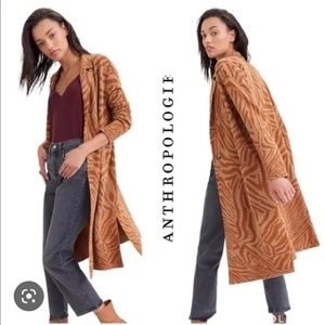 Anthropologie Maeve animal print longline sweater coat